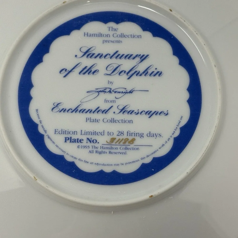 Vintage Sanctuary of the Dolphins Collectors Plate by The Hamilton Collection
